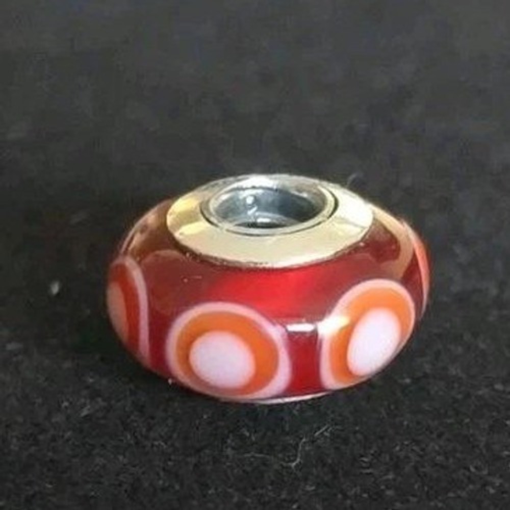Pandora Red Murano Glass Circles Bead Charm Sterling Silver S925 ALE 790647